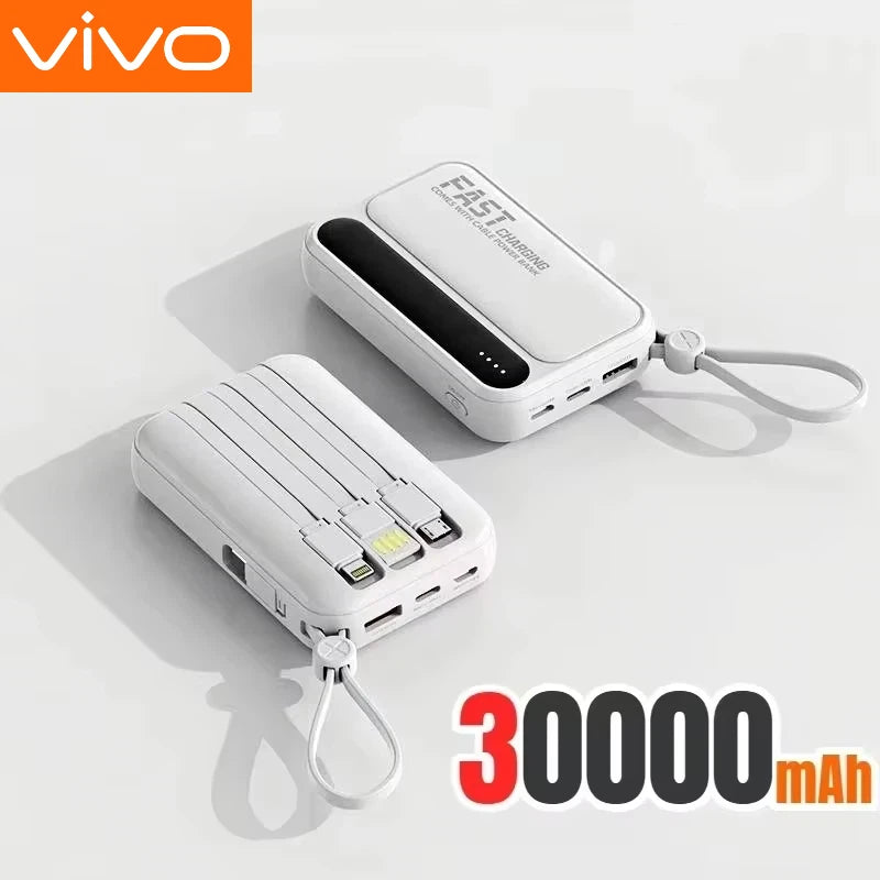 Batería Externa Portátil VIVO de 500000mAh de Gran Capacidad con Carga Súper Rápida y 4 Cables Integrados para Todos los Teléfonos
