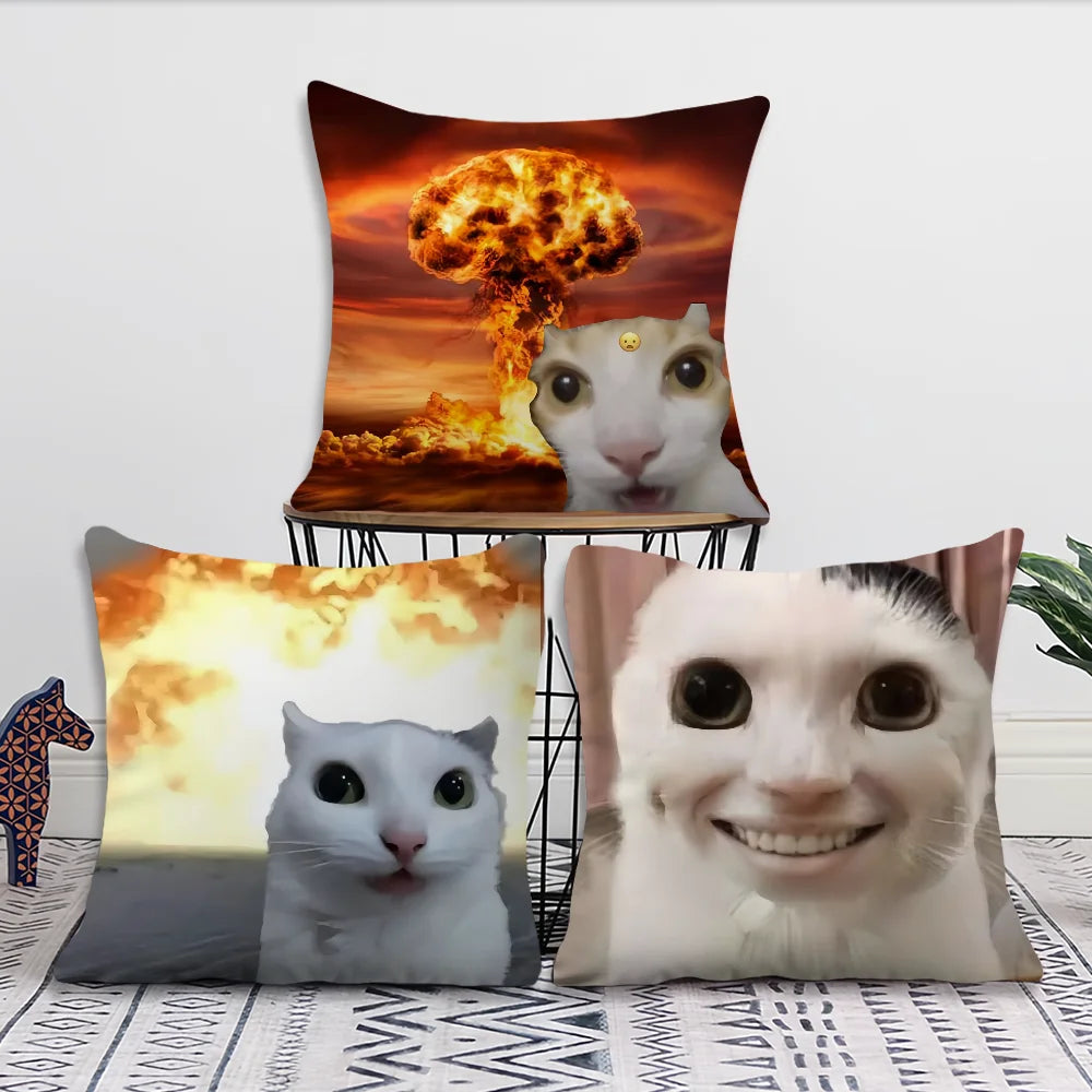 Funda de cojín cómoda y suave funda de almohada divertida de gato para sofá meme sala de estar decoración de oficina en casa y fundas protectoras