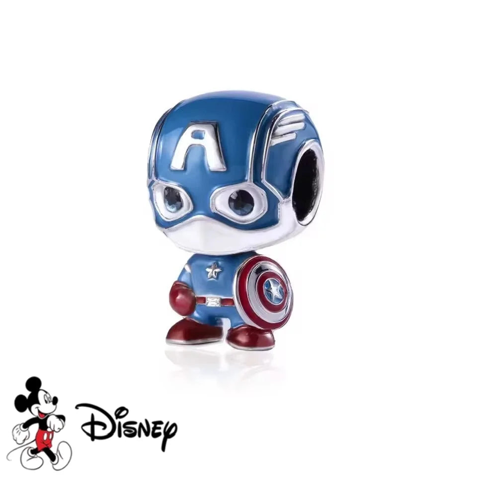 New DIY Jewelry Charms from the Disney Marvel Universe, Spider-Man Gifts, Captain America Pendant Charms, Compatible with Original Silver Bracelets and Necklaces