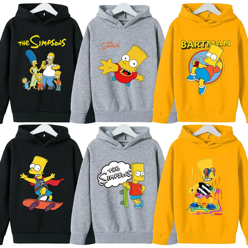 Sudaderas con capucha de Los Simpson para niños, sudadera de lana Y2k, Sudadera con capucha de felpa a la moda, ropa con patrón de Anime, regalo para niños