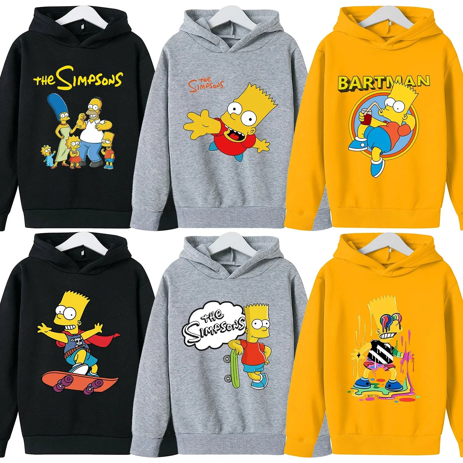 Sudaderas con capucha de Los Simpson para niños, sudadera de lana Y2k, Sudadera con capucha de felpa a la moda, ropa con patrón de Anime, regalo para niños