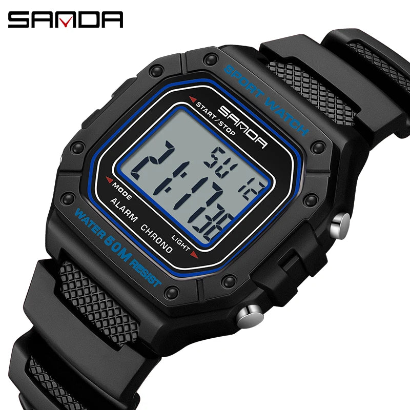 SANDA 2156 Men's Fashion Watch, Waterproof Military Sports Watches, Large Dial Army LED Digital Wristwatches, Men's Chronometers