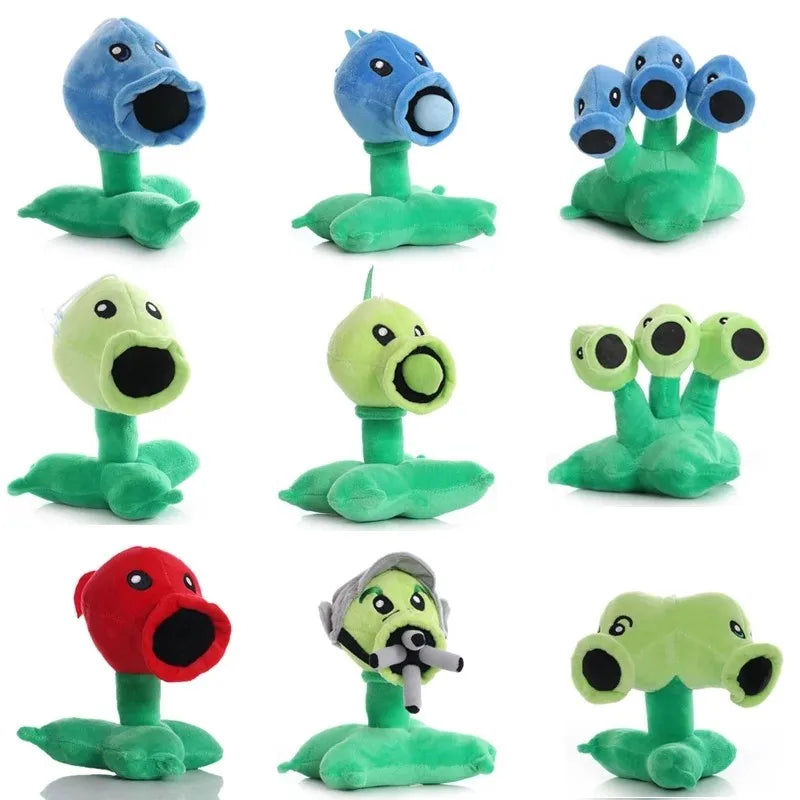 18cm plantas vs Zombies Peashooter muñeco de peluche lindo guisante de nieve Threepeater juguetes de peluche suaves regalos para niños