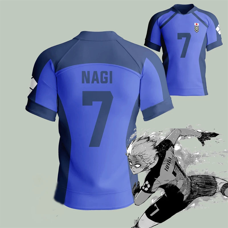 Blue Lock Isagi Yoichi Japanese Anime Soccer Jersey, Hyoma Chigiri Meguru Bachira Cosplay Jersey, Custom Name and Number Clothing