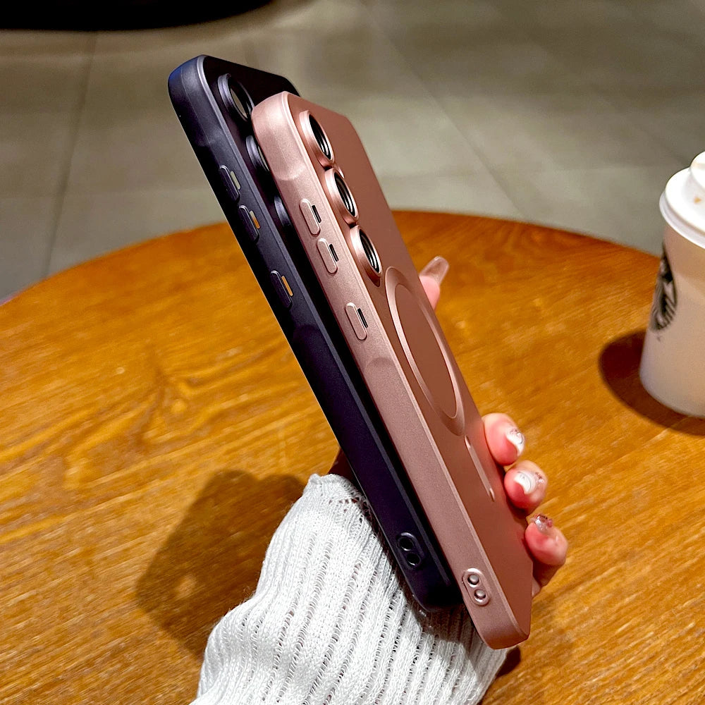 Funda suave de TPU mate para Samsung Galaxy A56 A55 A54 A36 A35 A16 A15 5G A26 S25 Edge S24FE S24 S23 S21 Ultra Plus FE Magsafe - CR mark