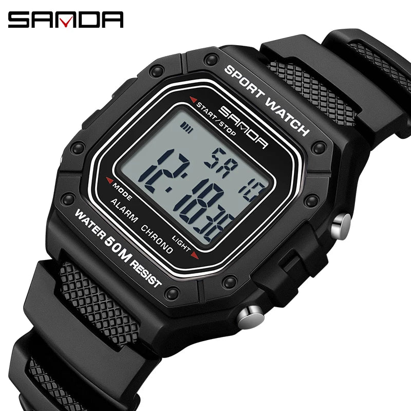 SANDA 2156 Men's Fashion Watch, Waterproof Military Sports Watches, Large Dial Army LED Digital Wristwatches, Men's Chronometers