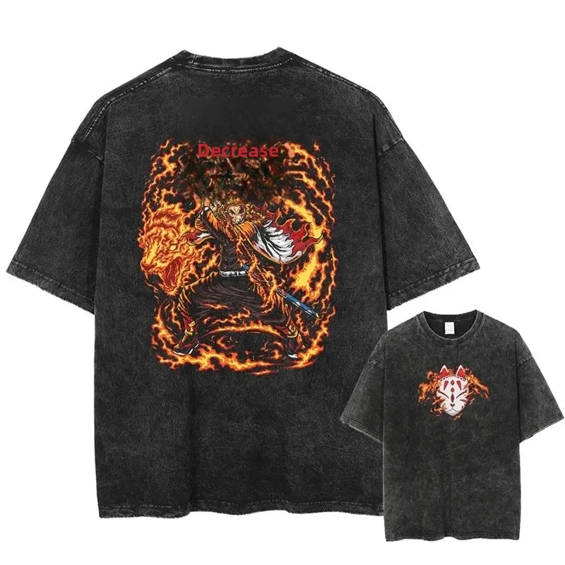 2025 New Anime Uzui Tengen Cotton T-Shirt, Unisex Retro Style Round Neck Short Sleeve T-Shirt for Men and Women