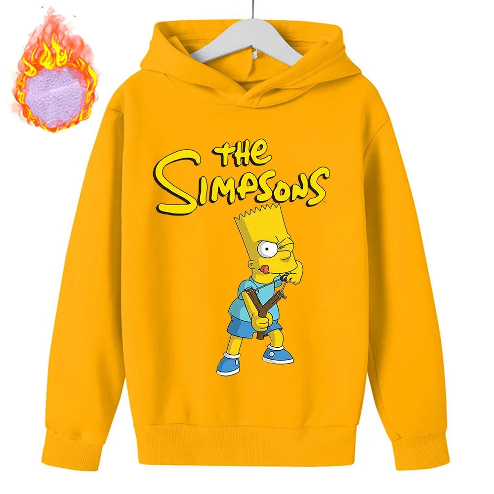 Sudaderas con capucha de Los Simpson para niños, sudadera de lana Y2k, Sudadera con capucha de felpa a la moda, ropa con patrón de Anime, regalo para niños