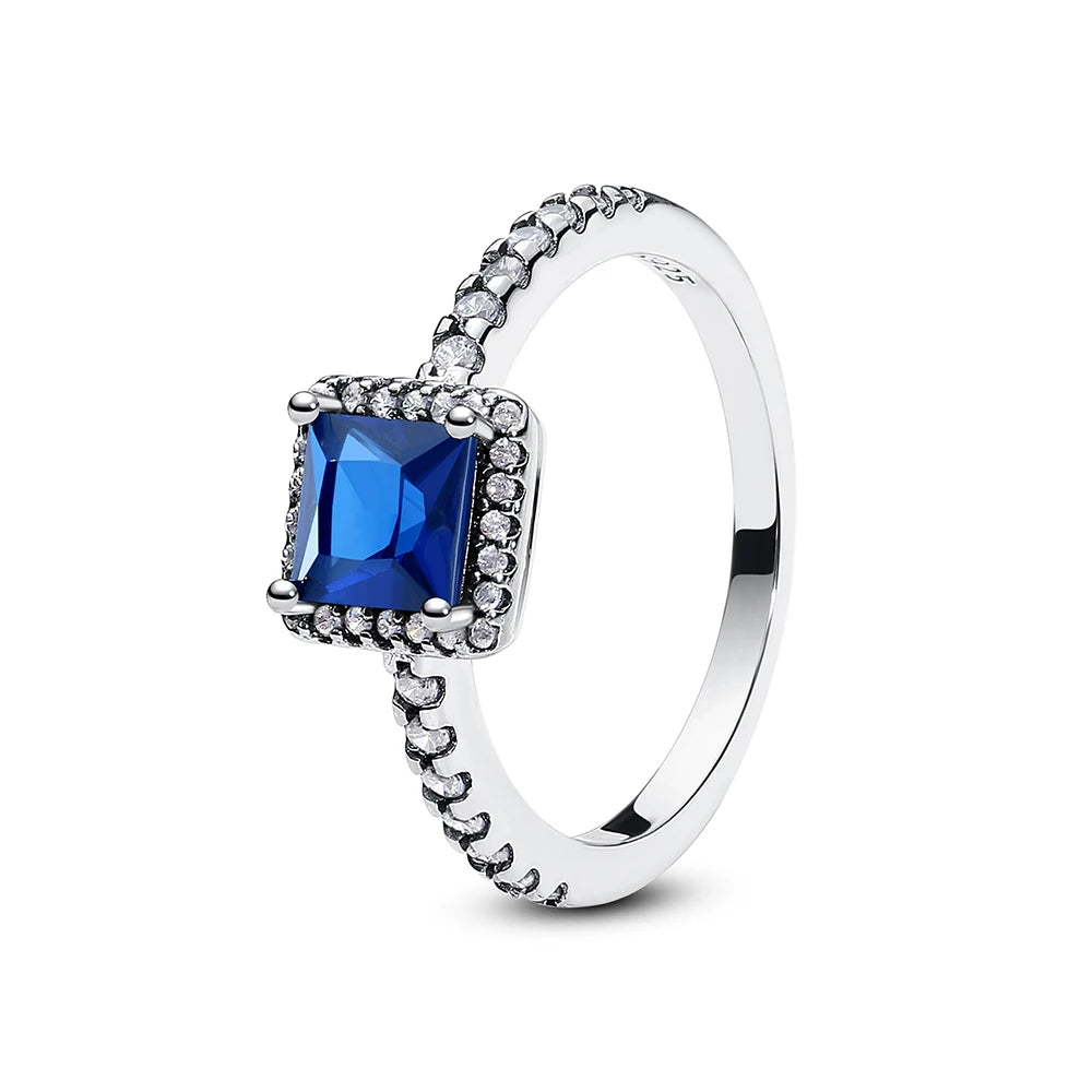Anillo de Plata de Ley 925 Original para mujer, sortija apilable de cristal con pavé de corazón de amor, joyería de compromiso de boda, regalo de cumpleaños