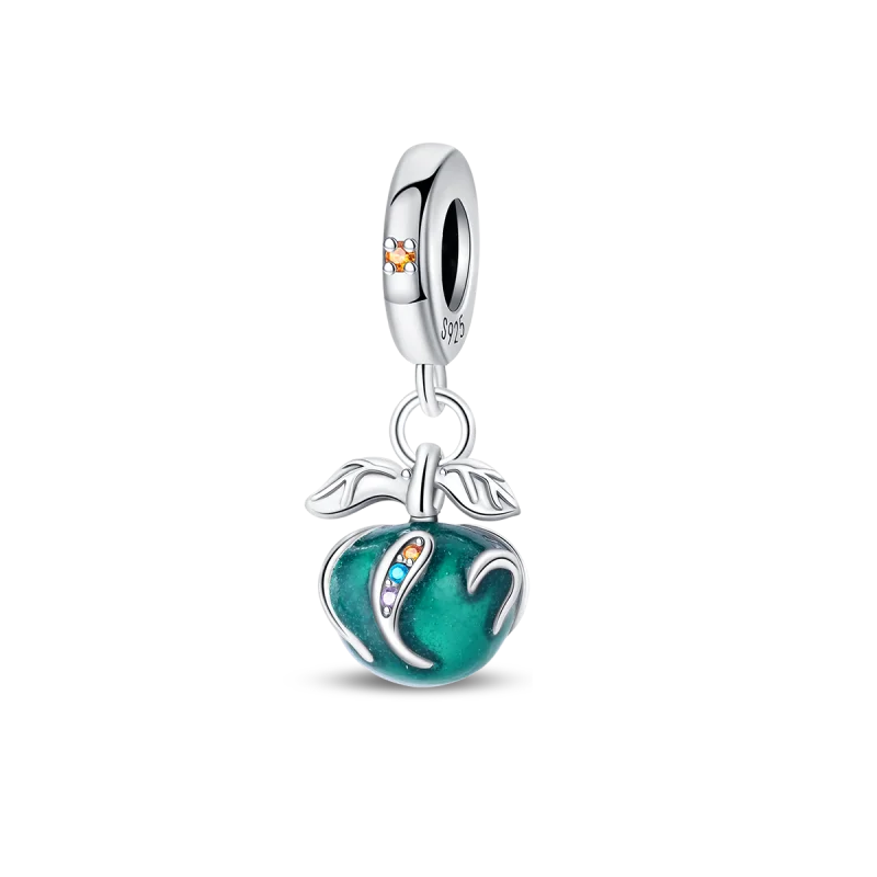 Colgante de plata de ley 925 con diseño de flor, árbol y manzana, cuentas finas DIY, compatible con pulseras de abalorios originales, joyería para mujer Diy - CR mark