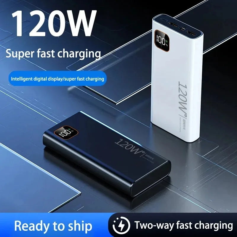 200000mAh 120W Power Bank, Fast Charging Power Bank, High Capacity External Battery, Digital Display.