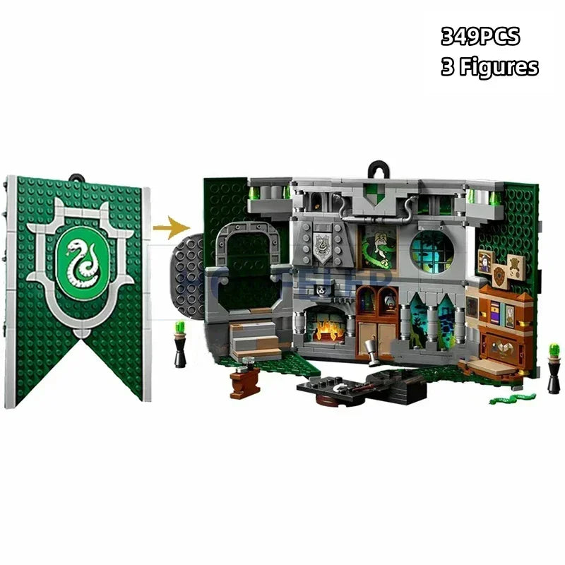 In stock: Harry Potter series magic books and college flag building block toys, gifts for children.