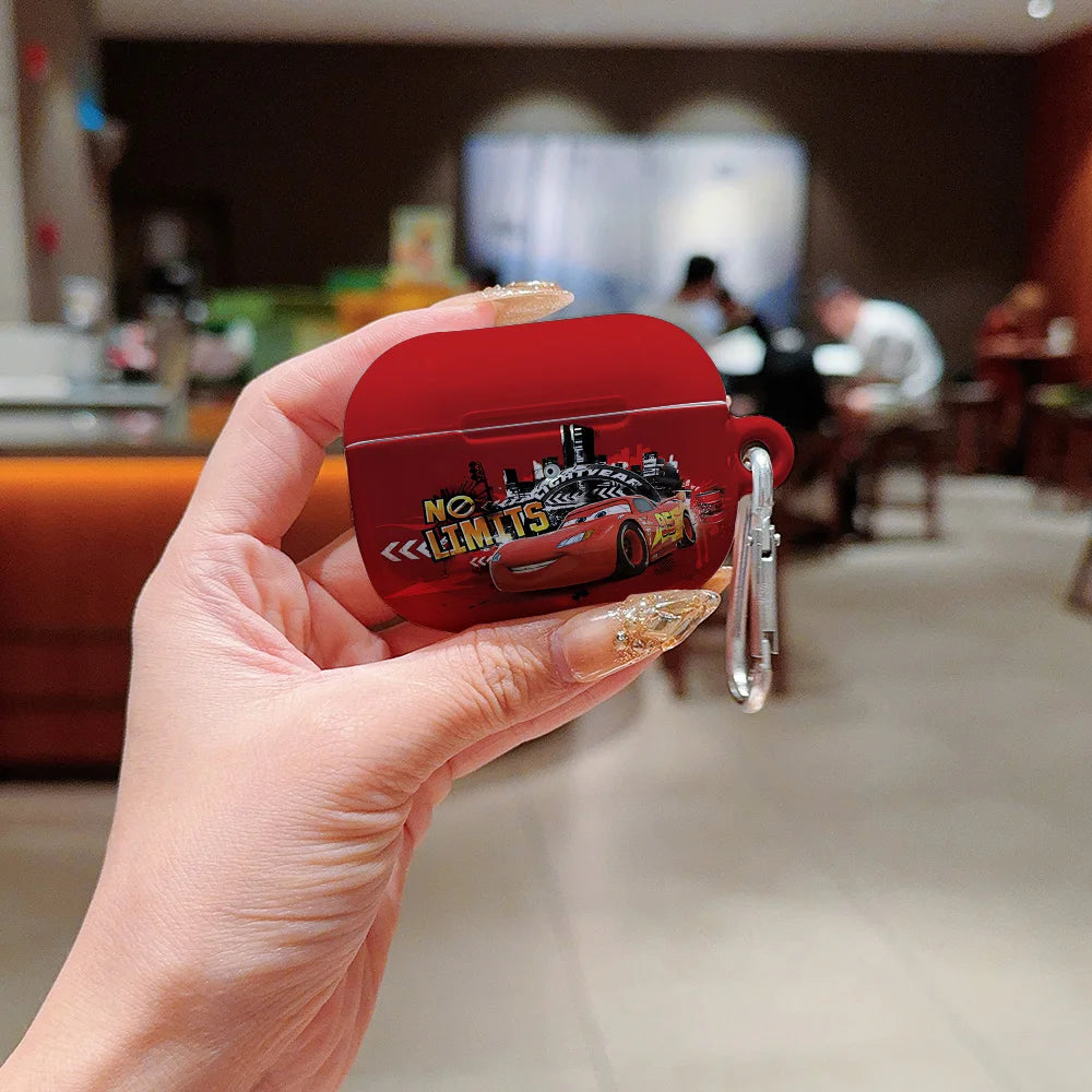 Lightning McQueen Shockproof Protective Glossy HD Hard PC Earphone Case for AirPods 1 2 3 4 Pro Pro2 with Metal Hook