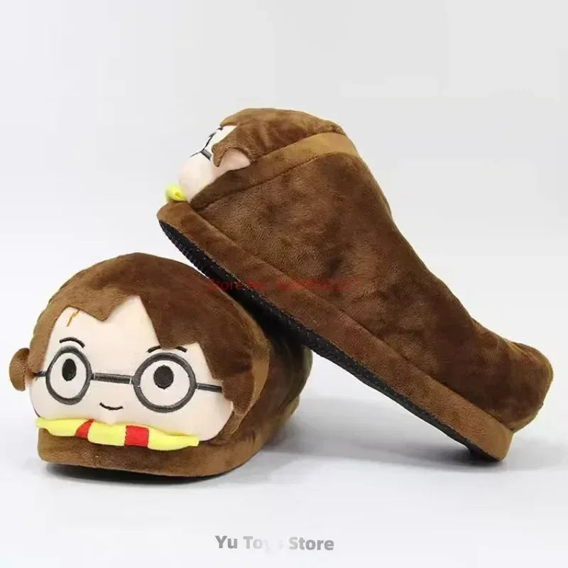 Cute Harry Potter Warm Thick Plush Winter Cotton Slippers, Potter Couple Indoor Breathable Shoes, Surprise Gift