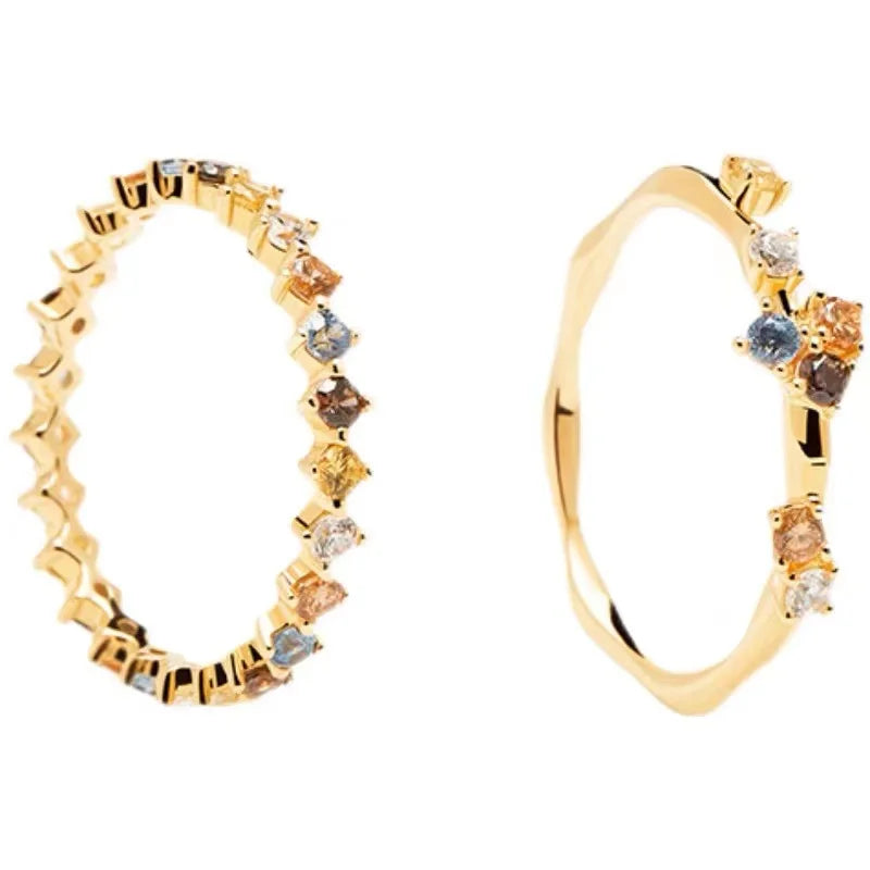 Nuevo Anillo de circón de Color Plata de Ley 925, anillo con personalidad Simple para mujer, regalo de fiesta de cumpleaños para amigos, joyería exquisita - CR mark