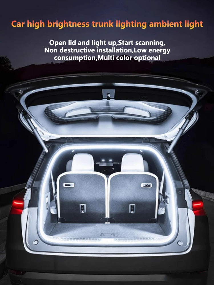 High Brightness Car Trunk Lighting, Ambient Light, Interior Decoration, LED Wiring, Free Automatic Detection, 2/4M Tailgate Light Strip