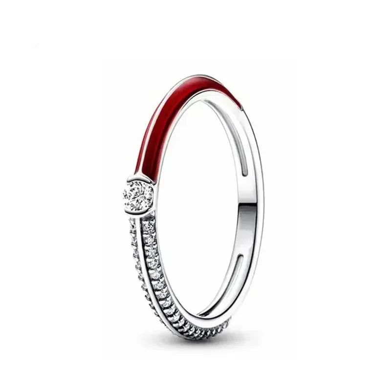 Anillo de corona de princesa brillante clásico de Disney, anillo en forma de corazón con lazo rojo, adecuado para fiesta de boda, joyería Original femenina, regalo DIY