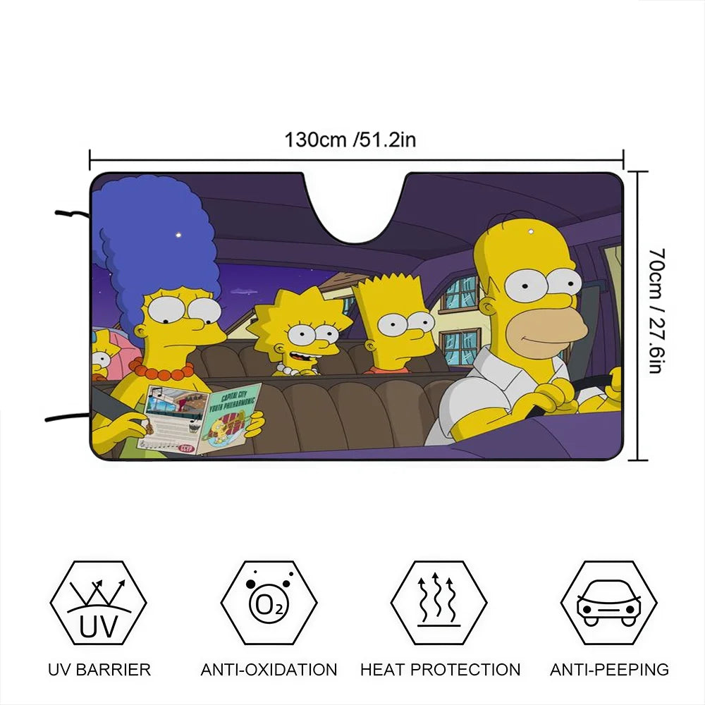 Fun Cool S-Simpsons Car Sunshade Windshield Anti-UV Car Window Windshield Cover Auto Sun Visor