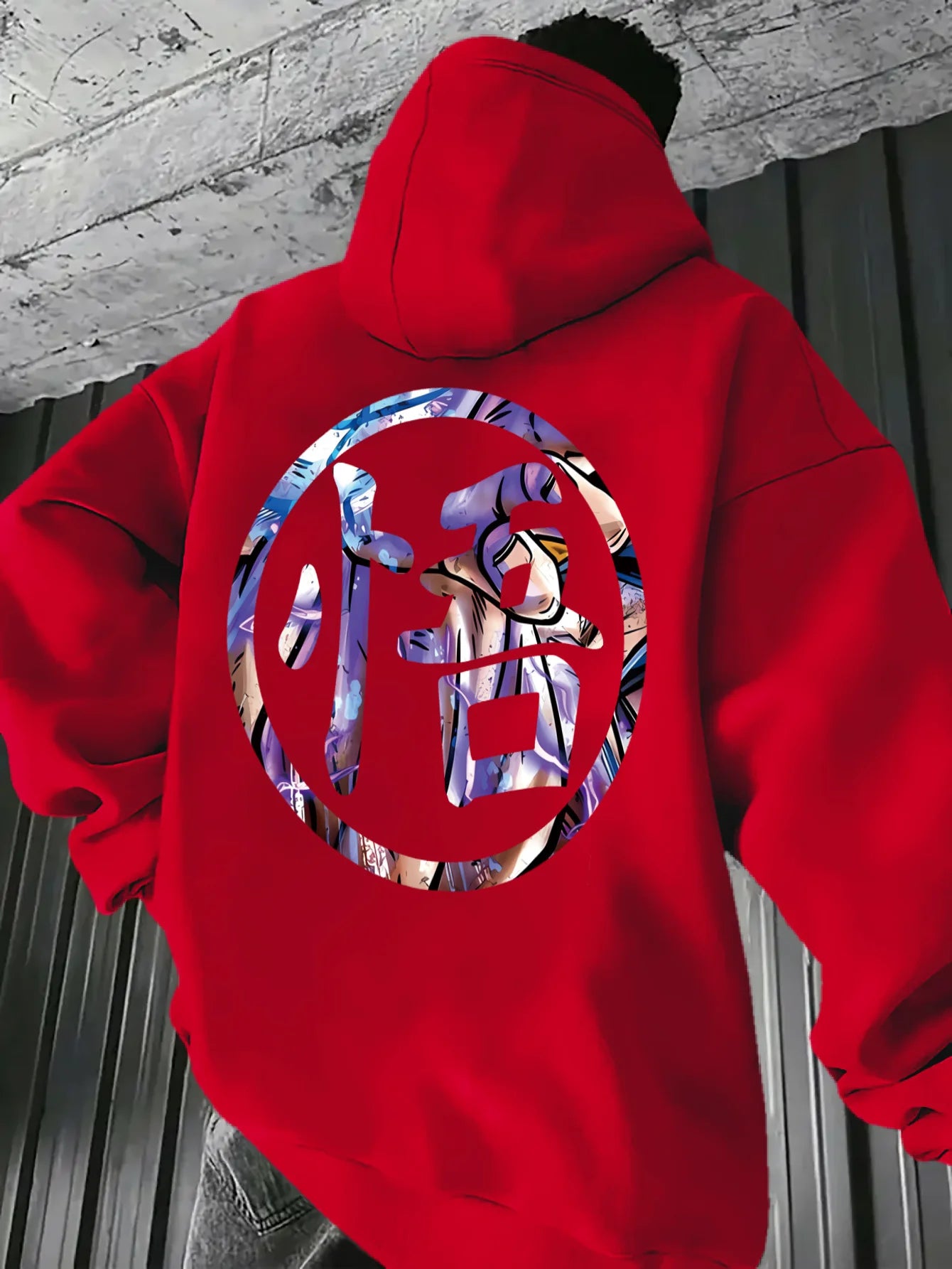 Men's Light Blue Japanese Anime Manga Graphic Hoodie - Casual Dragon and Ninja Print Pullover, All-Season Comfort