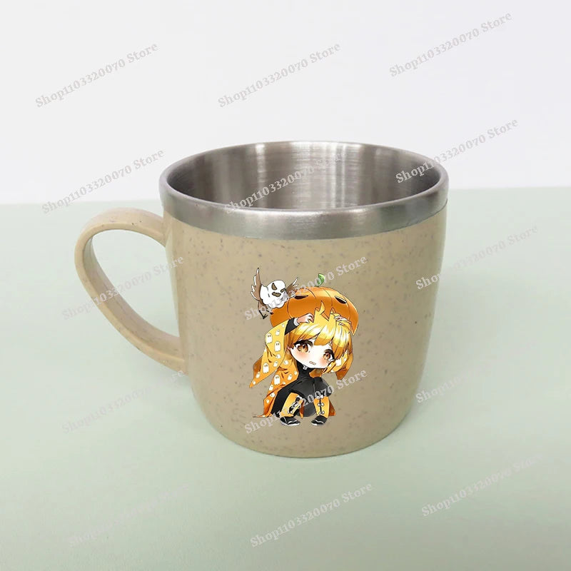 Taza de agua antiescaldado de doble capa Demon Slayer Kimetsu No Yaiba, taza de leche de acero inoxidable 304 de Anime, regalo de cristal de agua anticaída - CR mark