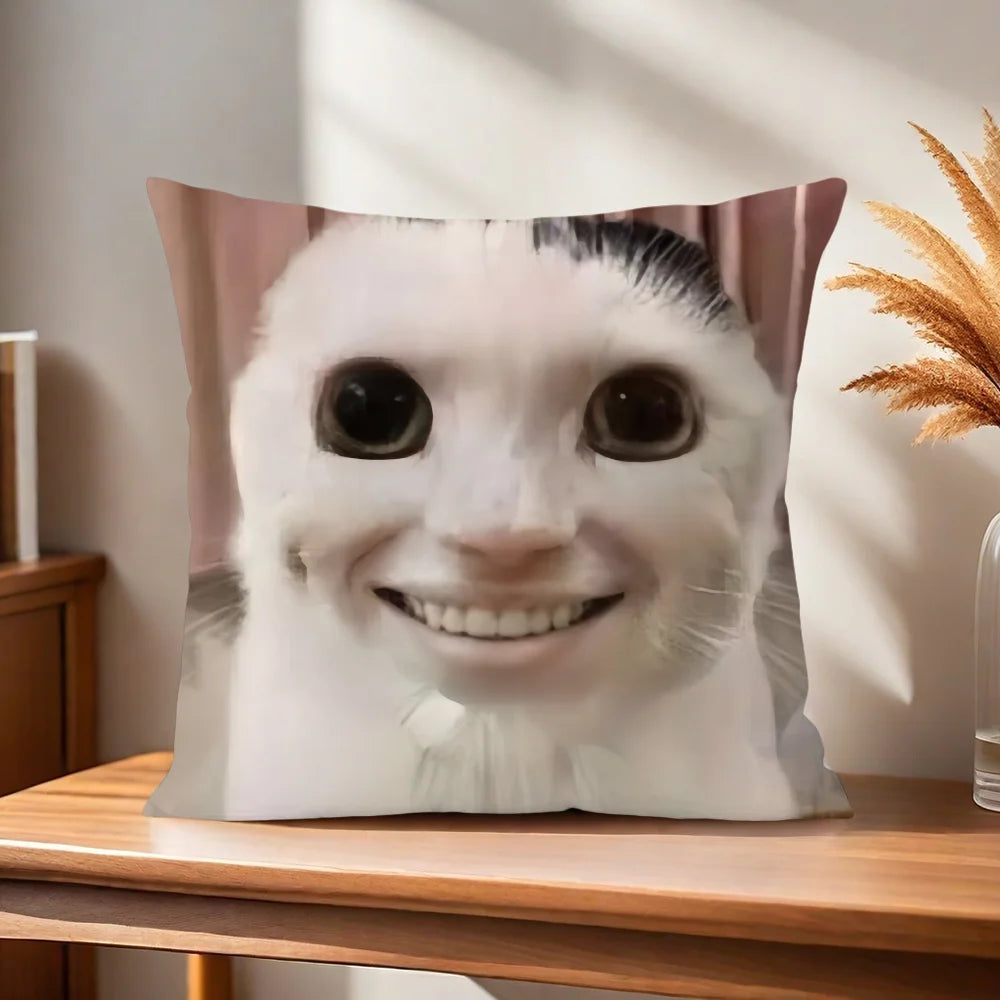 Comfortable and soft cushion cover, funny cat pillowcase for sofa, meme living room, home office decoration and protective covers