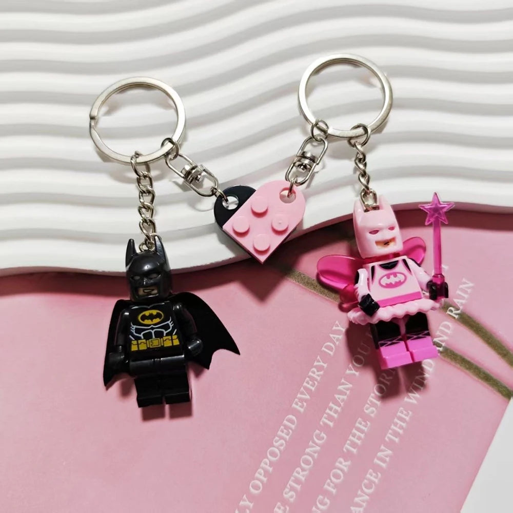 2pcs Beautiful Handmade 3D Bat Couple Keychain Fairy Figure Pendant Keyring for Phone Backpack Accessory Gifts for Him Jewelry Y2K