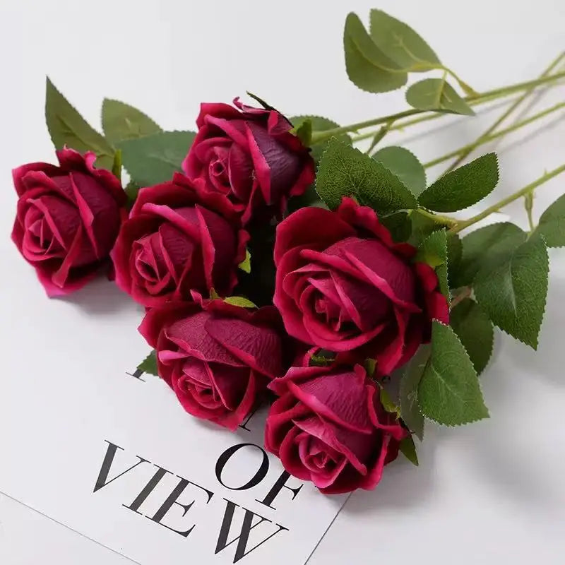 1/5/10/20 pieces artificial roses, flower branch, artificial red roses, realistic fake roses for wedding home decoration