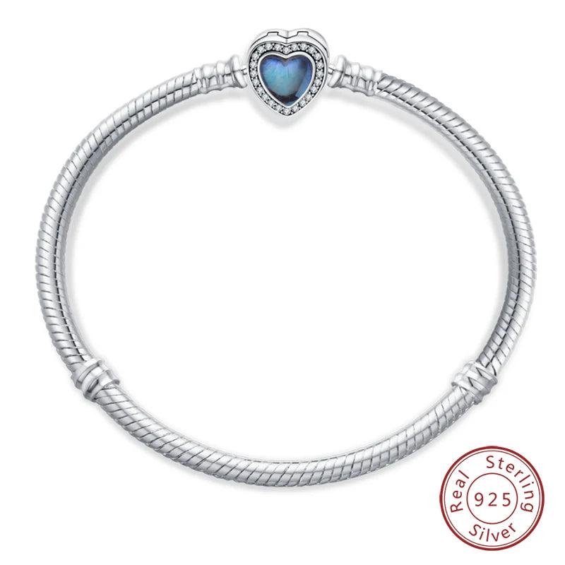 Original 925 Sterling Silver Bracelet, 17-20CM, Star, Moon, Sun, Four Leaf Clover, Green Zircon Bracelets, DIY Charms, Birthday Jewelry Gifts