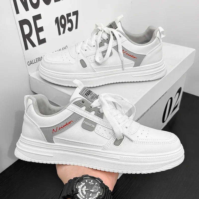 Men's Skateboarding Shoes, Breathable Running Sneakers, White, Casual Brand