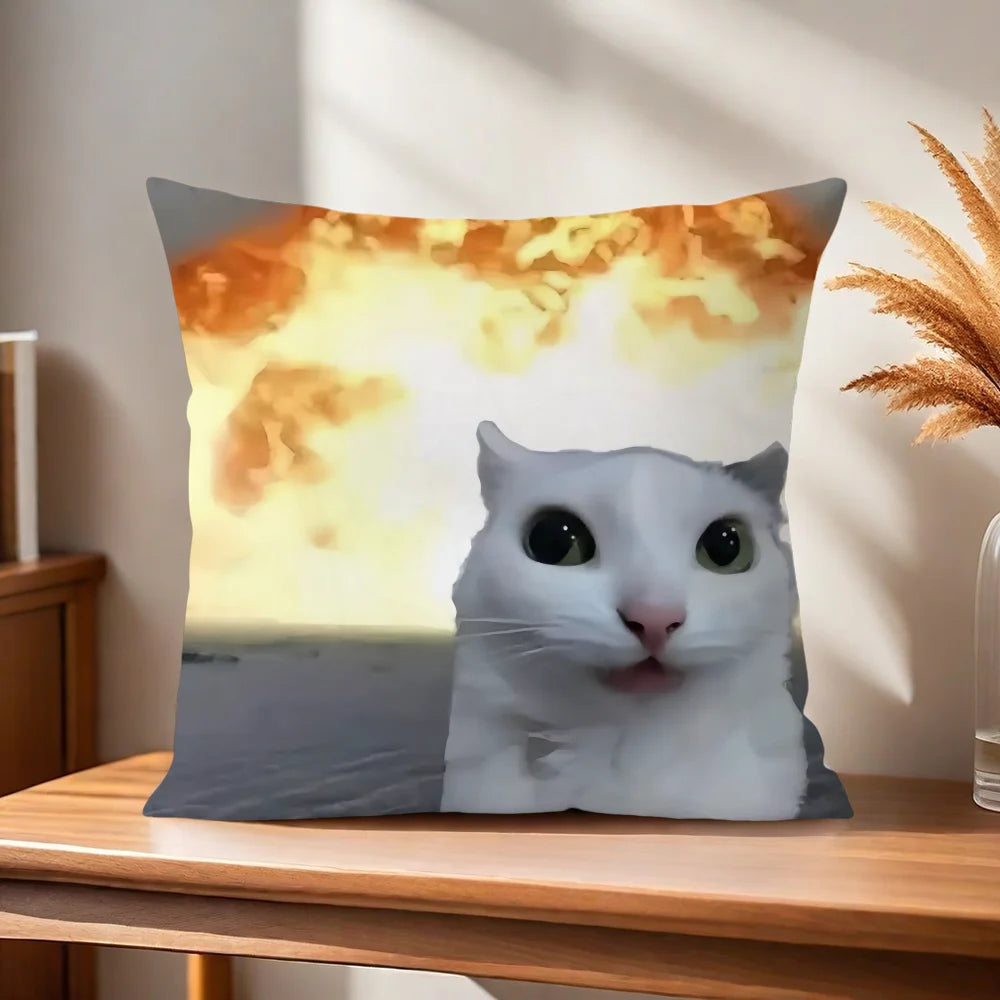 Comfortable and soft cushion cover, funny cat pillowcase for sofa, meme living room, home office decoration and protective covers