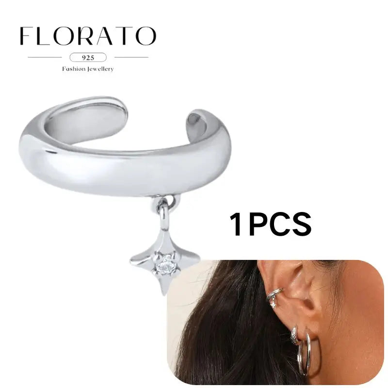 Chapado en oro de 24 quilates/925 plata cristal circón sin oreja Piercing Clips para las orejas minimalista CZ Clips para las orejas joyería de moda Popular para mujeres - CR mark