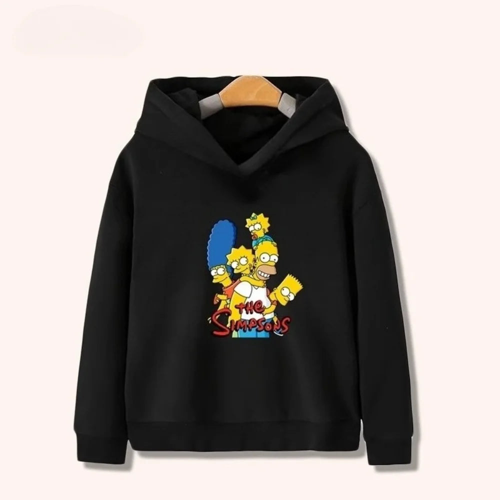 Ropa deportiva infantil de dibujos animados de Simpsons para hombres y mujeres, top cálido con capucha para niños a juego para otoño e invierno