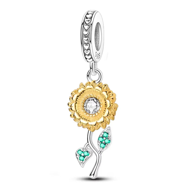 Cuentas de dijes originales de Plata de Ley 925, leopardo dorado, luciérnaga, mariposa, globo aerostático, cuentas aptas para pulsera DIY, joyería fina - CR mark