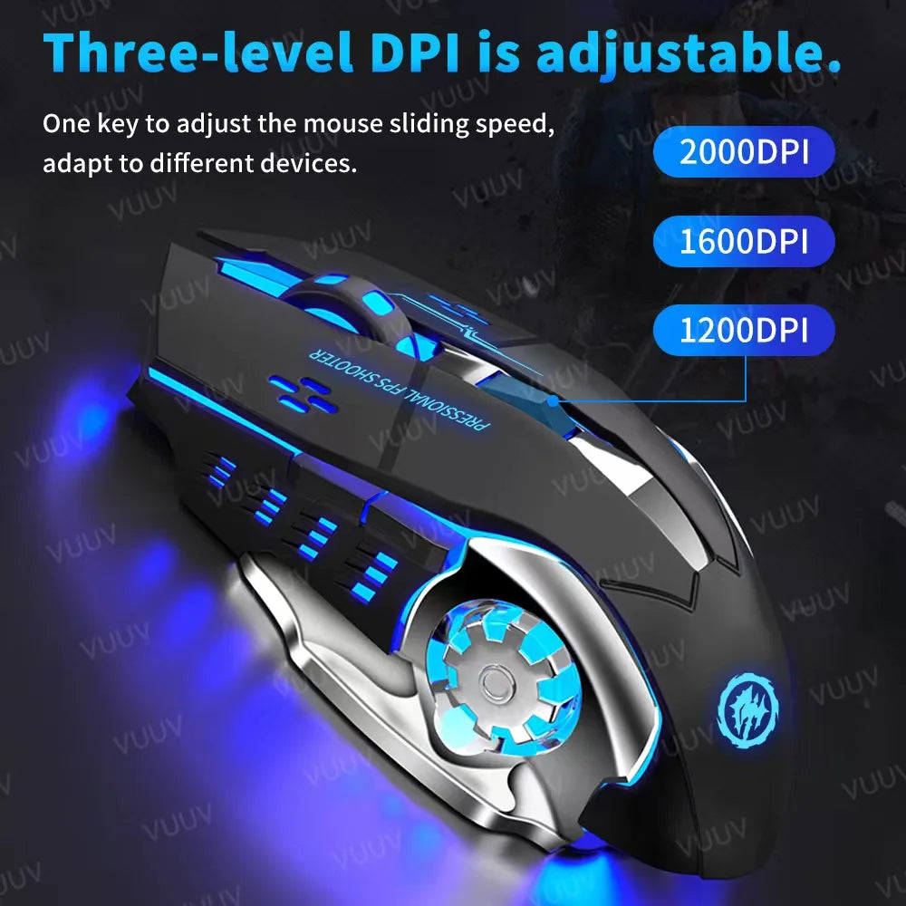 Wireless Gaming Mouse Bluetooth 2.4g USB Rechargeable Ergonomic Mechanical Backlit Design for Laptop PC Gamer