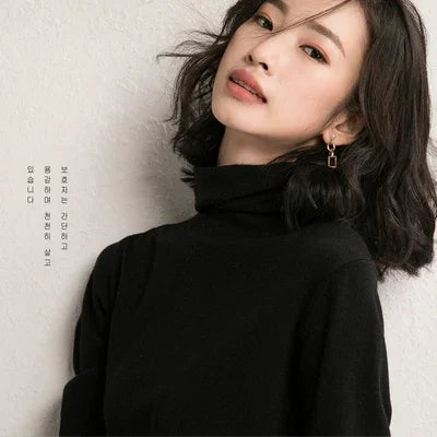 Women's Autumn Winter Warm Turtleneck Sweater Bottoming Shirts Korean Fashion Long Sleeve Slim Fit Casual Knitwear