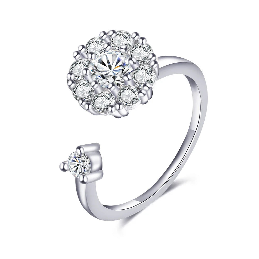 SMJEL Fidget Spinner anillo ansiedad para mujeres múltiples flores de cristal ojo mariposa Animal anillo giratorio Anti estrés joyería de boda - CR mark