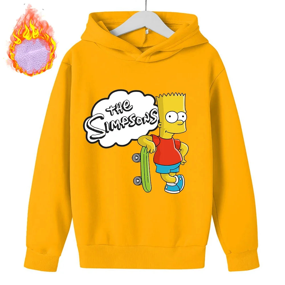 Sudaderas con capucha de Los Simpson para niños, sudadera de lana Y2k, Sudadera con capucha de felpa a la moda, ropa con patrón de Anime, regalo para niños