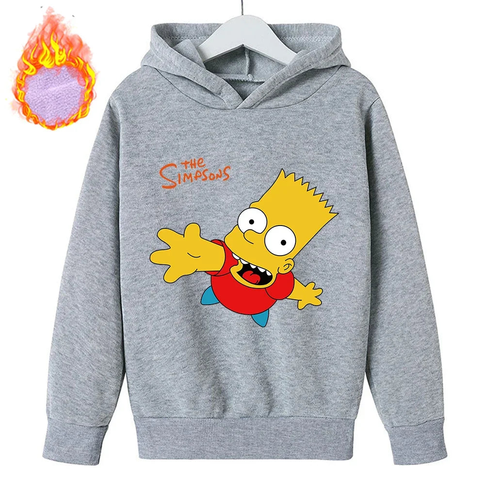 Sudaderas con capucha de Los Simpson para niños, sudadera de lana Y2k, Sudadera con capucha de felpa a la moda, ropa con patrón de Anime, regalo para niños