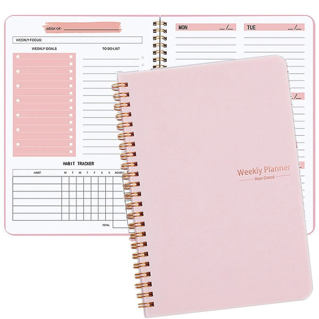Clearance_2026 Spiral-bound weekly planner with tree pattern, notebook and timetable organizer, stationery for office, school and study