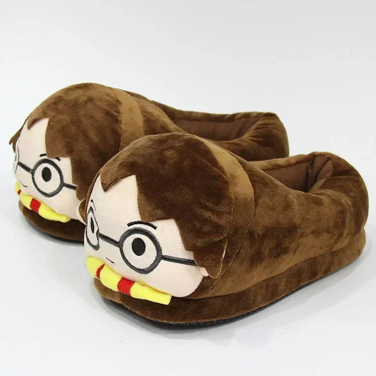 Cute Harry Potter Warm Thick Plush Winter Cotton Slippers, Potter Couple Indoor Breathable Shoes, Surprise Gift