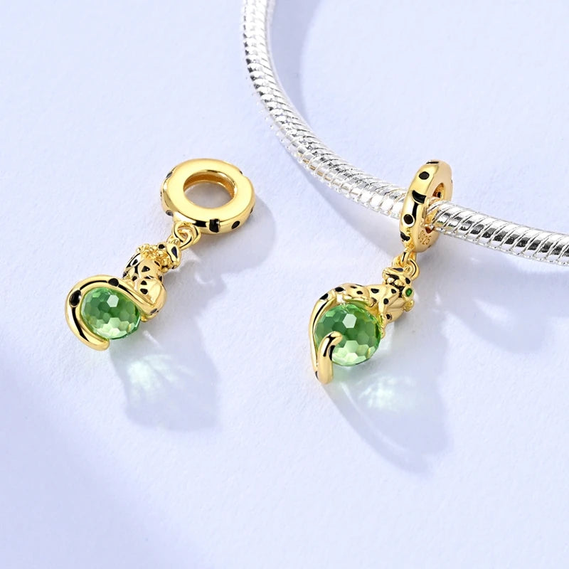 Cuentas de dijes originales de Plata de Ley 925, leopardo dorado, luciérnaga, mariposa, globo aerostático, cuentas aptas para pulsera DIY, joyería fina - CR mark