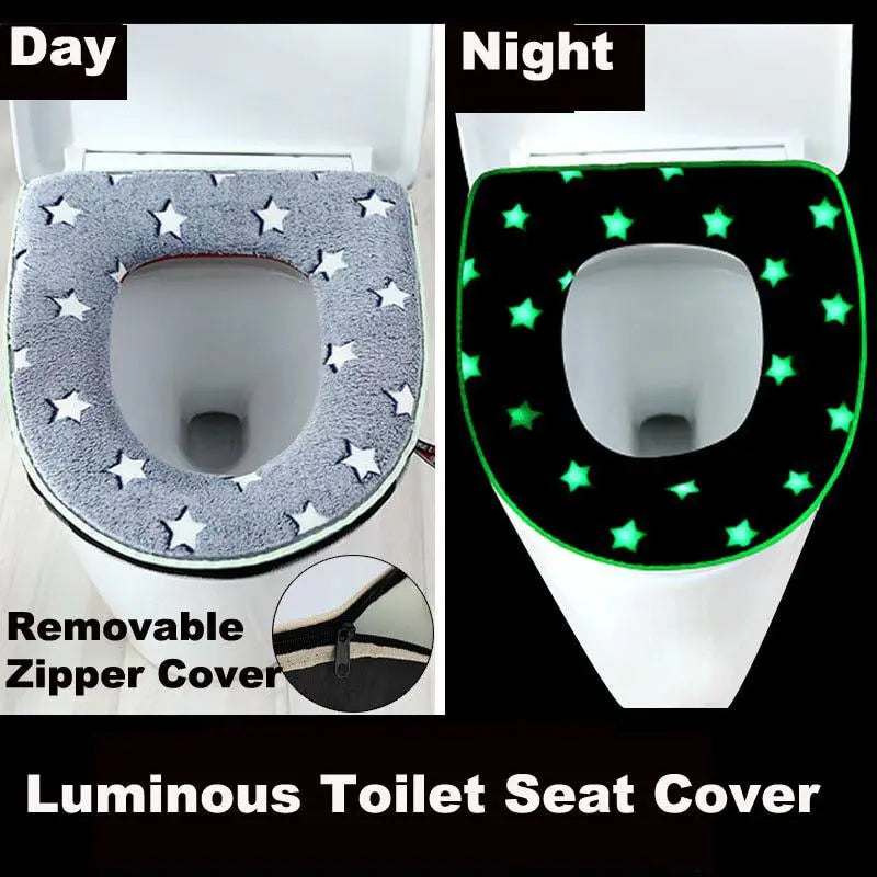 Cojín luminoso para asiento de inodoro, alfombrilla suave y cálida, cubierta Universal lavable con cremallera extraíble, funda para asiento de inodoro para baño