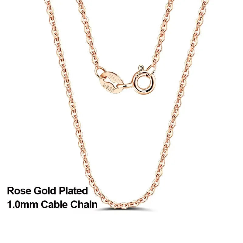 Rinntin-collar de cadenas de eslabones de Cable para mujer, de Plata de Ley 925 de oro de 18K, accesorios de cadena de cuello fino, joyería SC06 - CR mark