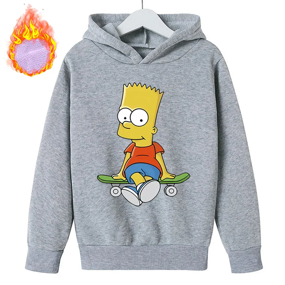 Sudaderas con capucha de Los Simpson para niños, sudadera de lana Y2k, Sudadera con capucha de felpa a la moda, ropa con patrón de Anime, regalo para niños