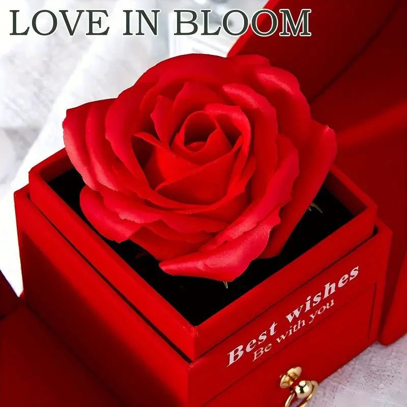 Caja de joyería de rosas de lujo, superventas, Día de San Valentín, Día de la madre, flor eterna, caja de regalo de flores artificiales, 1 Uds.