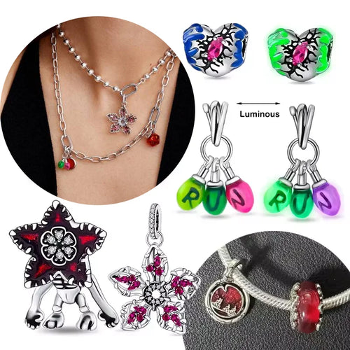 Abalorios de Plata de Ley 925 con Diseño de Demogorgon Móvil, Compatibles con Pulseras de Cadena de Serpiente con Cierre Original, Joyería DIY, Regalo - CR mark