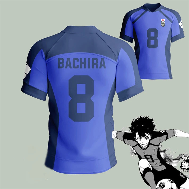 Blue Lock Isagi Yoichi Japanese Anime Soccer Jersey, Hyoma Chigiri Meguru Bachira Cosplay Jersey, Custom Name and Number Clothing