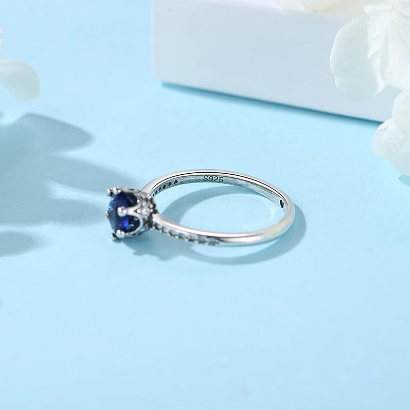 Anillo de Plata de Ley 925 Original para mujer, sortija apilable de cristal con pavé de corazón de amor, joyería de compromiso de boda, regalo de cumpleaños