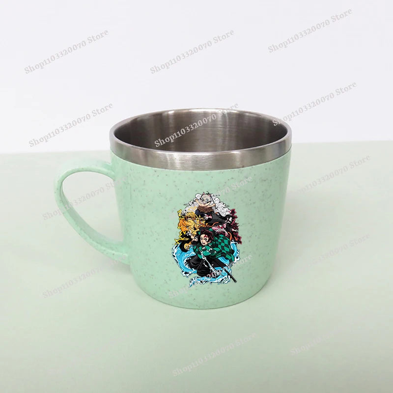 Taza de agua antiescaldado de doble capa Demon Slayer Kimetsu No Yaiba, taza de leche de acero inoxidable 304 de Anime, regalo de cristal de agua anticaída - CR mark