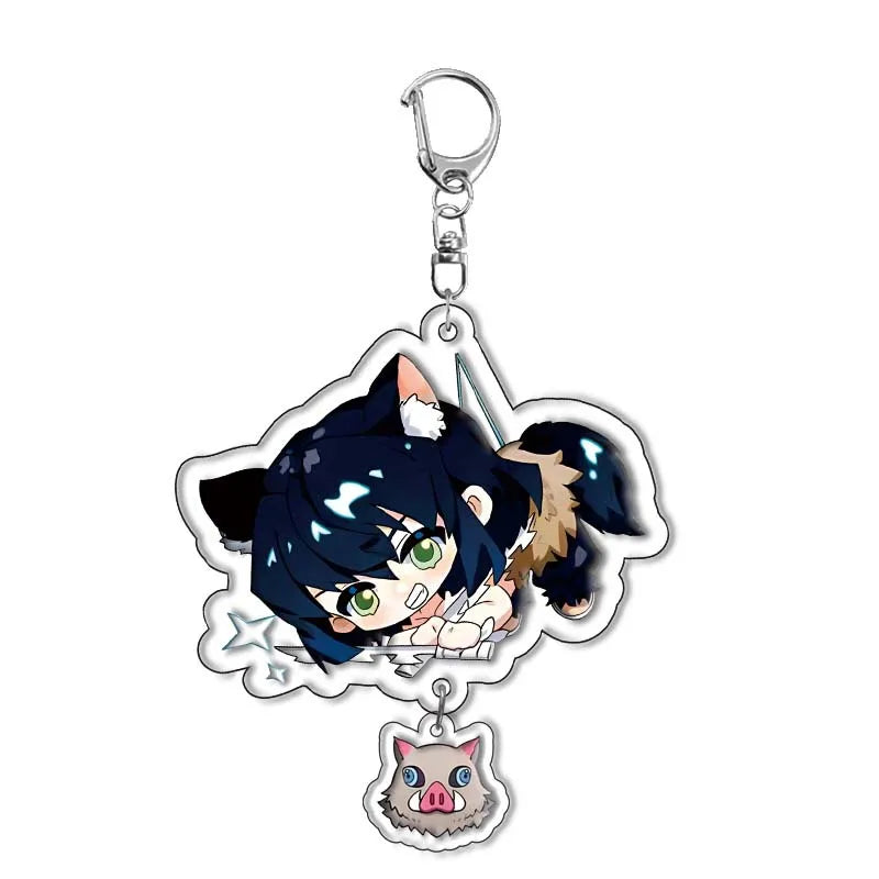 Demon Slayer Tanjiro Zenitsu Double-Sided Acrylic Keychain 5.5cm Anime Accessories